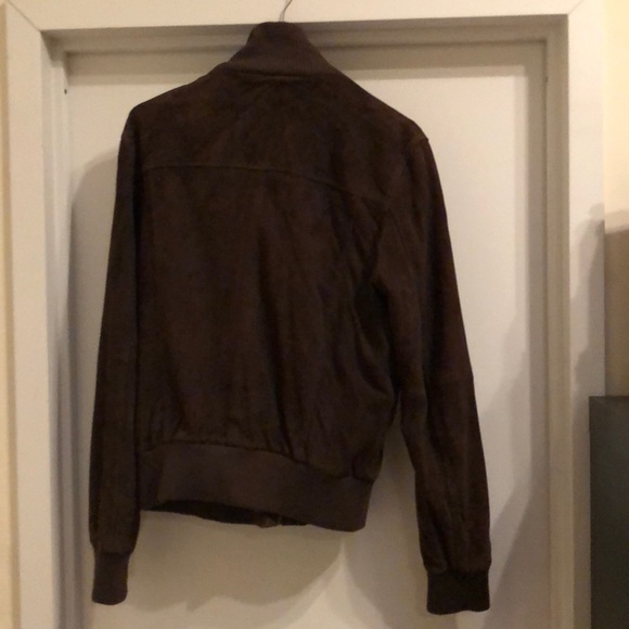 Zara brown suede leather bomber jacket - Picture 3 of 7